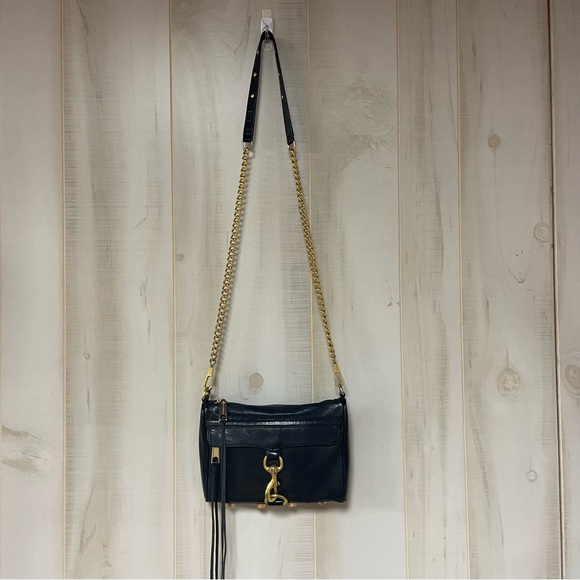 Rebecca Minkoff Black Leather Mini M.A.C. Petite On-The-Go Bag, Gold Hardware - Picture 3 of 9